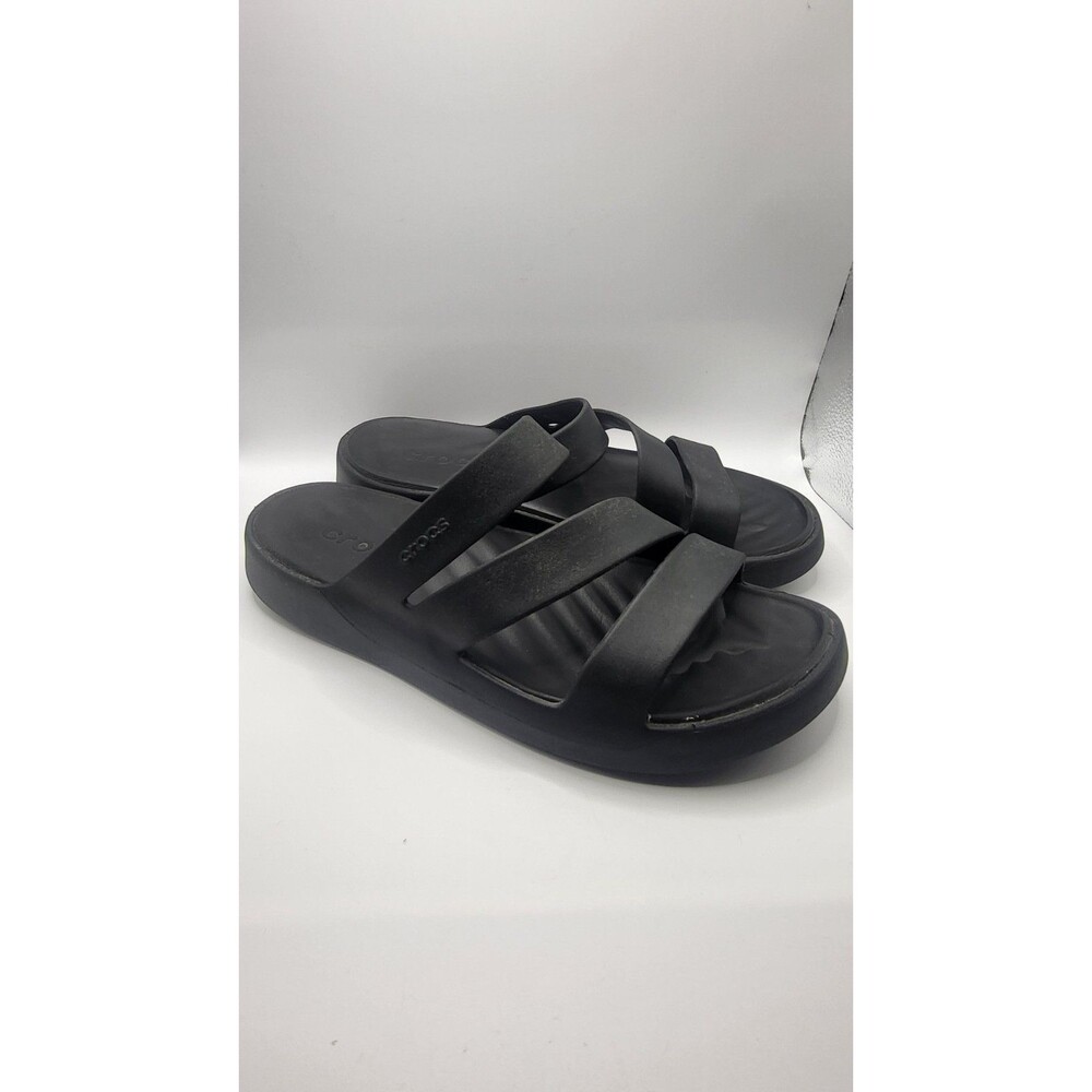 Crocs Gateway Strappy Croslite Women 10 Soft Thick Soles Slip On Sandals Black